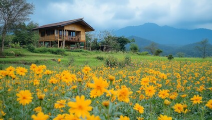 Fototapeta premium house on the mountain