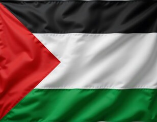 Obraz premium Waving Palestinian Flag Close-up with Vibrant Colors and Smooth Fabric