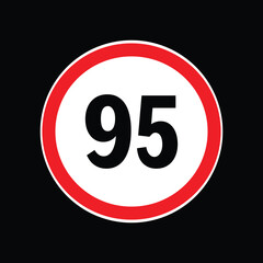 Speed limit sign 95 km per hour icon vector illustration
