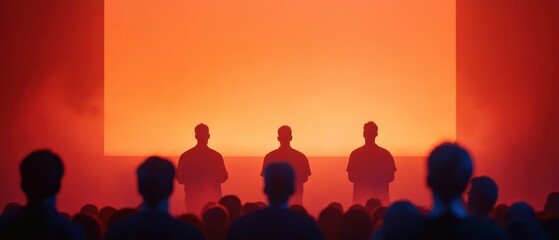 People Silhouetted Watching Orange Stage Performance