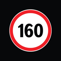Speed limit sign 160 km per hour icon vector illustration