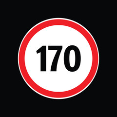 Speed limit sign 170 km per hour icon vector illustration