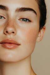 Natural beauty radiates through soft skin tones and subtle featu