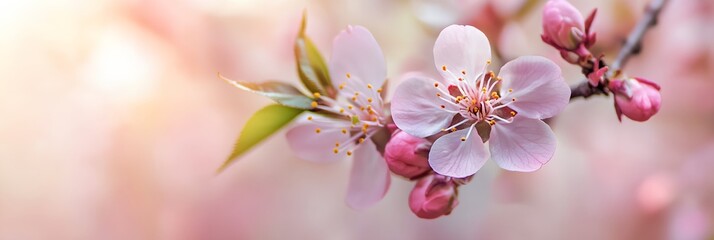 Obraz premium Close up of a pink flower with a green leaf.
