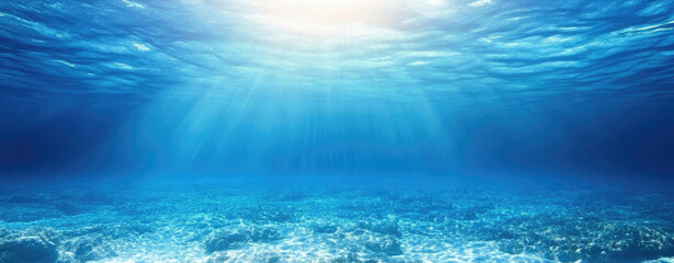 Obraz premium Underwater sea in blue sunlight