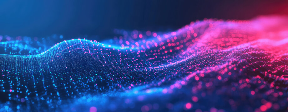 Digital abstract backdround for technological operations, neural networks, AI, data transmission and encryption, digital archives, audio and visual representations, scientific research. Copy space