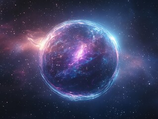 Obraz premium luminous cybernetic fractal sphere soft light gradients deep space --ar 4:3