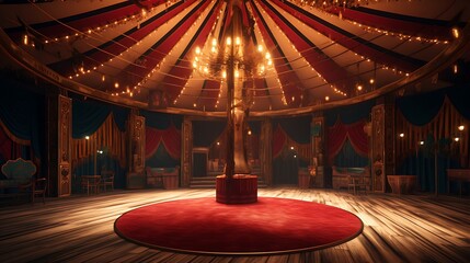 Dramatic circus tent interior with round stage high resolution hd photo