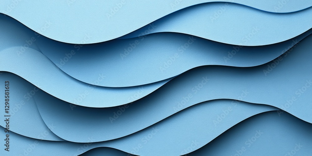 Poster light blue layered paper curves create an abstract background
