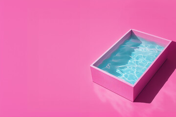  A swimming pool on a flat surface with ample copy space, representing a refreshing summer concept with a minimal and modern design.