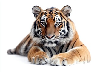Obraz premium Majestic Tiger Lying Down with Striking Orange and Black Stripes