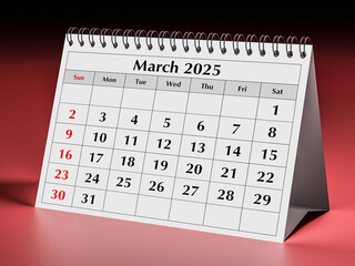 March 2025 calendar. One page of annual business desk monthly calendars