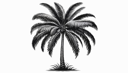 Stylized palm tree illustration, tropical vibe, black and white design for decoration and artistic use

