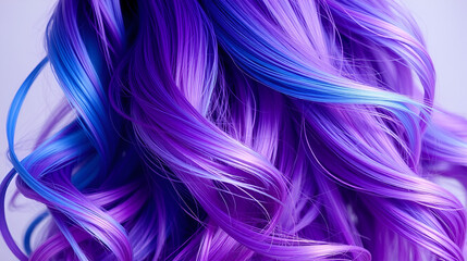 Vibrant waves of purple and blue hair showcase a stunning blend of color and style, perfect for fashion or beauty projects.
