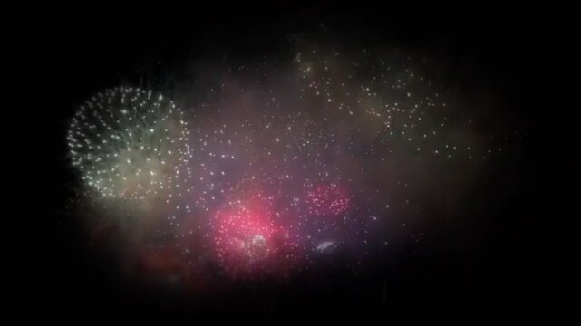 Feuerwerk am Nachthimmel 6. Ein Video f&uuml;r das Design 16х9.