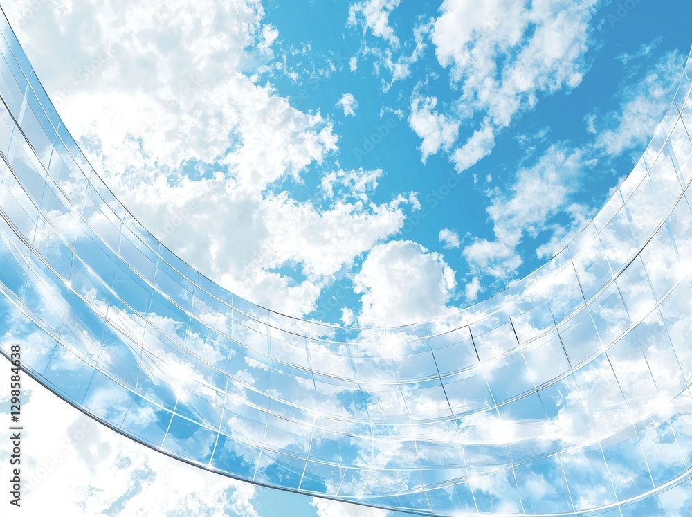 Poster futuristic architecture is showcased in a 3d rendering of a skyscraper with curved glass