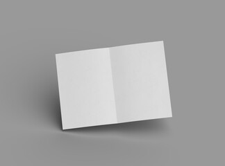 3d rendered image of an A4 sheet with a parallel bend in the center isolated on a light grey background