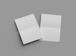 3d rendered image of an A4 sheet with a parallel bend in the center isolated on a light grey background