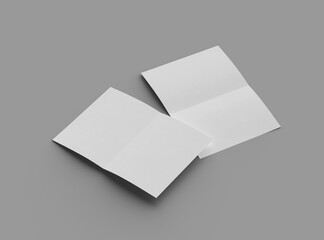 3d rendered image of an A4 sheet with a parallel bend in the center isolated on a light grey background