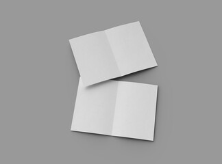 3d rendered image of an A4 sheet with a parallel bend in the center isolated on a light grey background