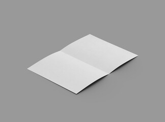3d rendered image of an A4 sheet with a parallel bend in the center isolated on a light grey background