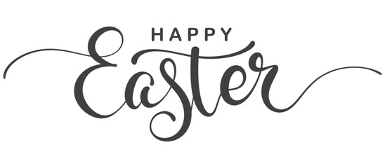 Happy easter hand lettering calligraphy isolated on white background. Vector holiday illustration element. Happy easter script calligraphy