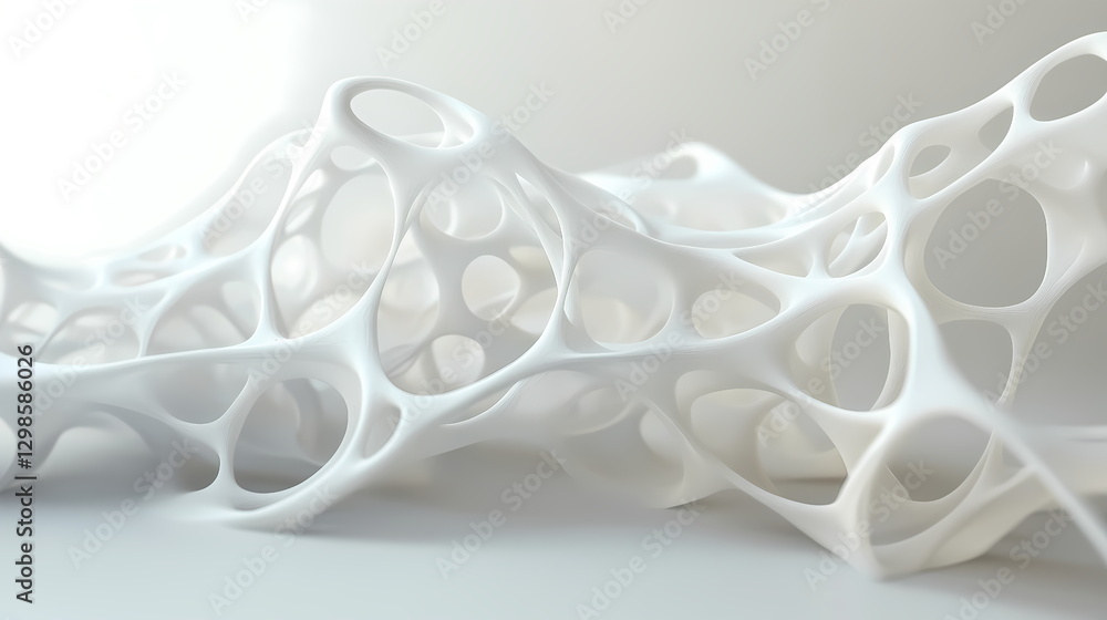Fototapete abstract white bionic structure creating an organic network design