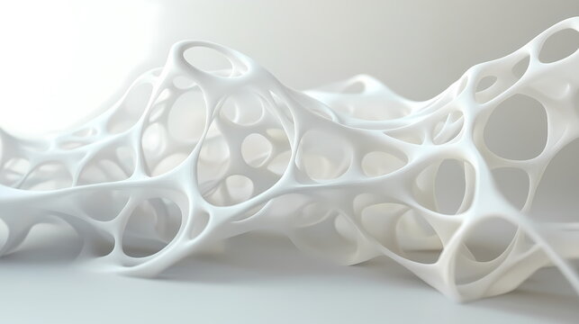Abstract white bionic structure creating an organic network design