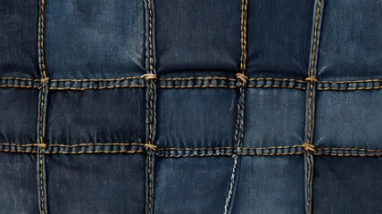 a denim-inspired background with stitched details and faded wash effects