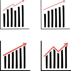 Set graphs, set bar charts. Graph going up, down 