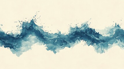 Obraz premium A washed teal, blurry, seamless pattern with a wavy ikat design and aquarelle effect, perfect for boho fashion fabric or adding a coastal nautical stripe to wallpaper backgrounds