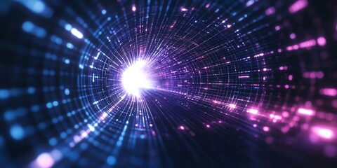 Fototapeta premium abstract futuristic AI-generated tunnel floating neon grids --ar 2:1