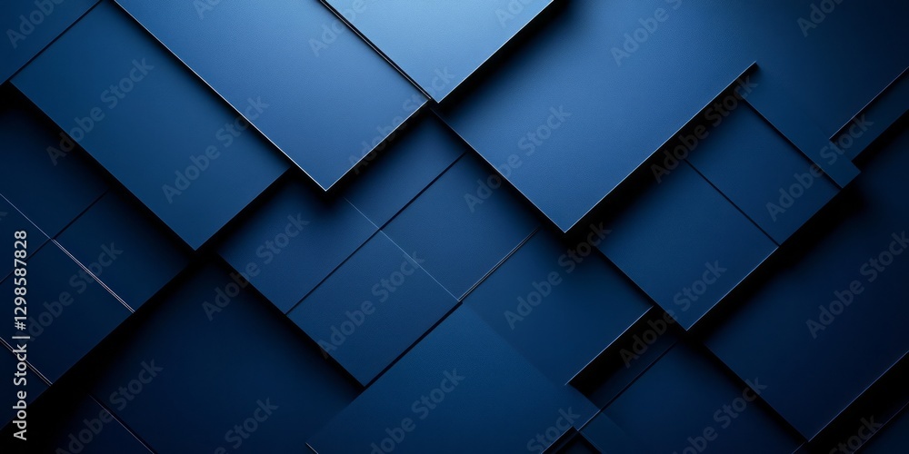 Poster overlapping blue geometric shapes create a captivating abstract design