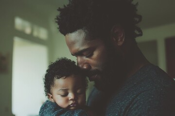 Obraz premium In the warmth of their home, two fathers are smiling broadly as they gently hold their newborn baby and delight in each other's company