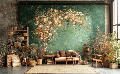 Obraz premium Chic home decor is characterized by abstract geometric terracotta wall art in boho style