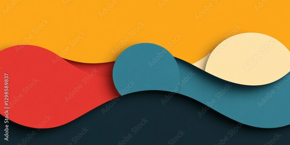 Poster abstract layered shapes create a colorful and wavy background