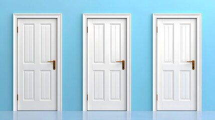 Three White Doors and a Light Blue Wall A Decision Concept