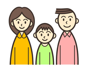 Front upper bodies of parents and child