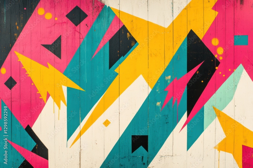 Aufkleber colorful abstract mural with bold shapes and vibrant colors in urban setting. generative ai