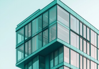 Obraz premium Part of the wall of a blue modern building is positioned on a white background