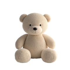 Obraz premium Adorable Beige Plush Bear Toy Sitting Comfortably on a Transparent background