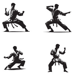 fighting training in Karate vector illustration