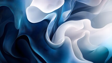Obraz premium Abstract digital rendering shows flowing blue and white wavy forms