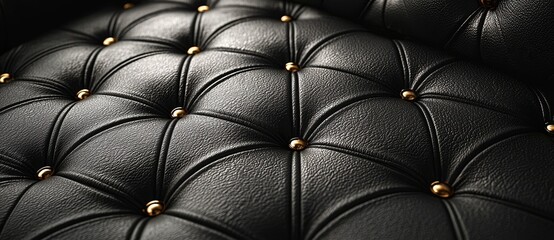 Naklejka premium A luxurious buttoned black leather chair is showcased in this black and white photograph, with its intricate leather detailing exuding sophistication and style