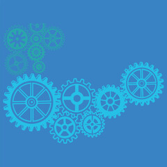 Industrial Cogs & Gears Banner – Blue-Toned Mechanical Background
