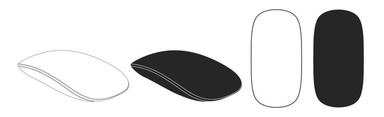 Computer mouse icons isolated on transparent. Flat style. Wired and wireless mouse, computer mouse logos and icons