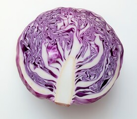 Vibrant and Fresh Purple Cabbage Cut Showing Intricate Patterns
