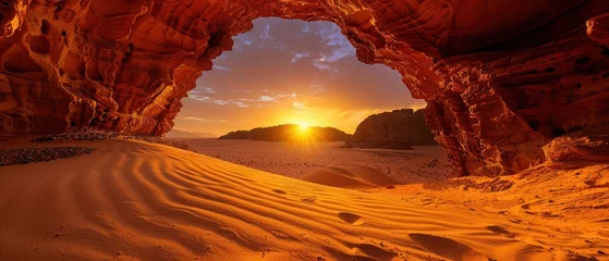 Gardinen Sunset View from a Desert Cave © diajengwd