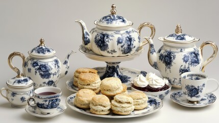 Blue Willow Tea Party: Scones & Tea Set - Vintage aesthetics