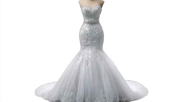 Elegant Silver Mermaid Wedding Dress